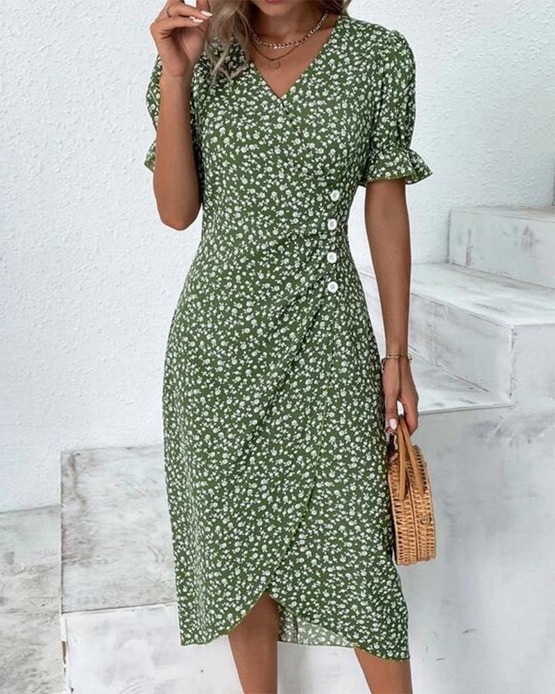 Giselle™ - Floral V-Ausschnitt Kleid