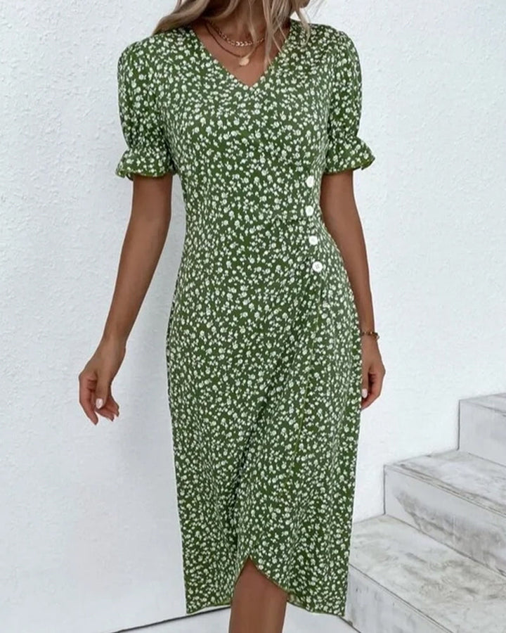 Giselle™ - Floral V-Ausschnitt Kleid
