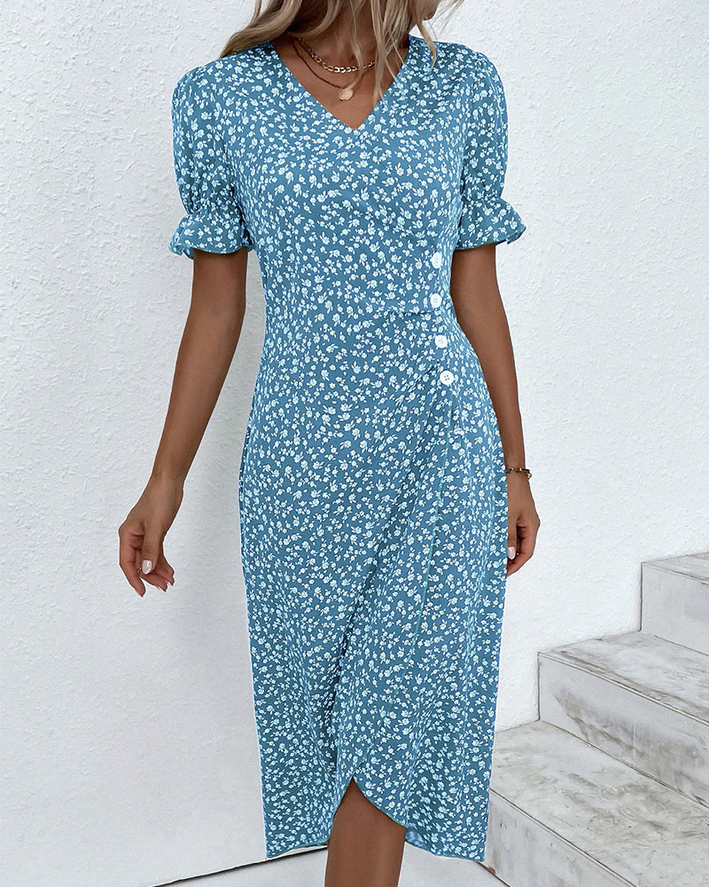 Giselle™ - Floral V-Ausschnitt Kleid