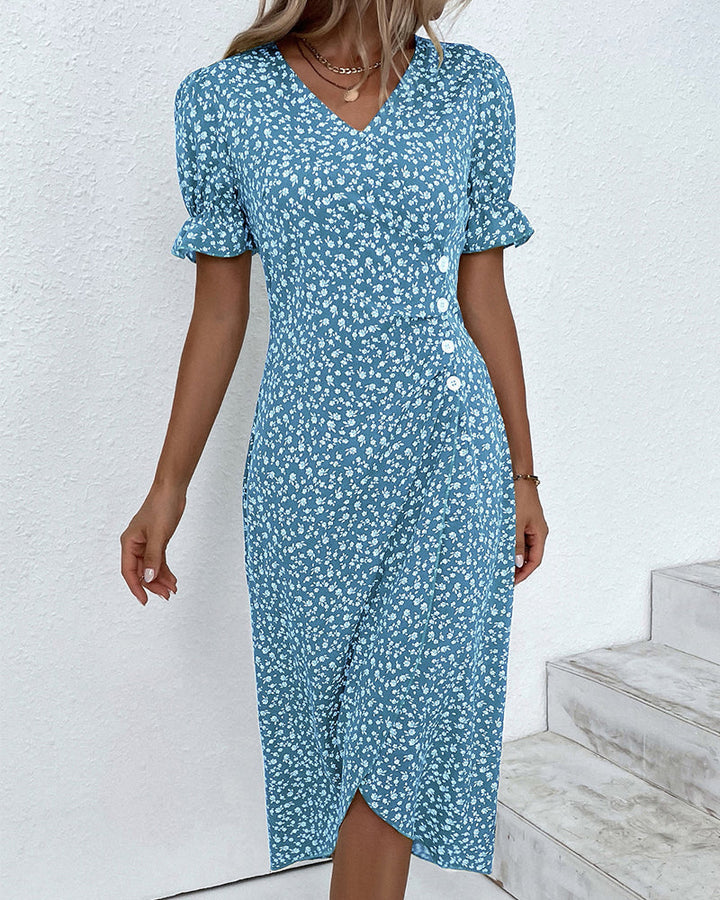Giselle™ - Floral V-Ausschnitt Kleid