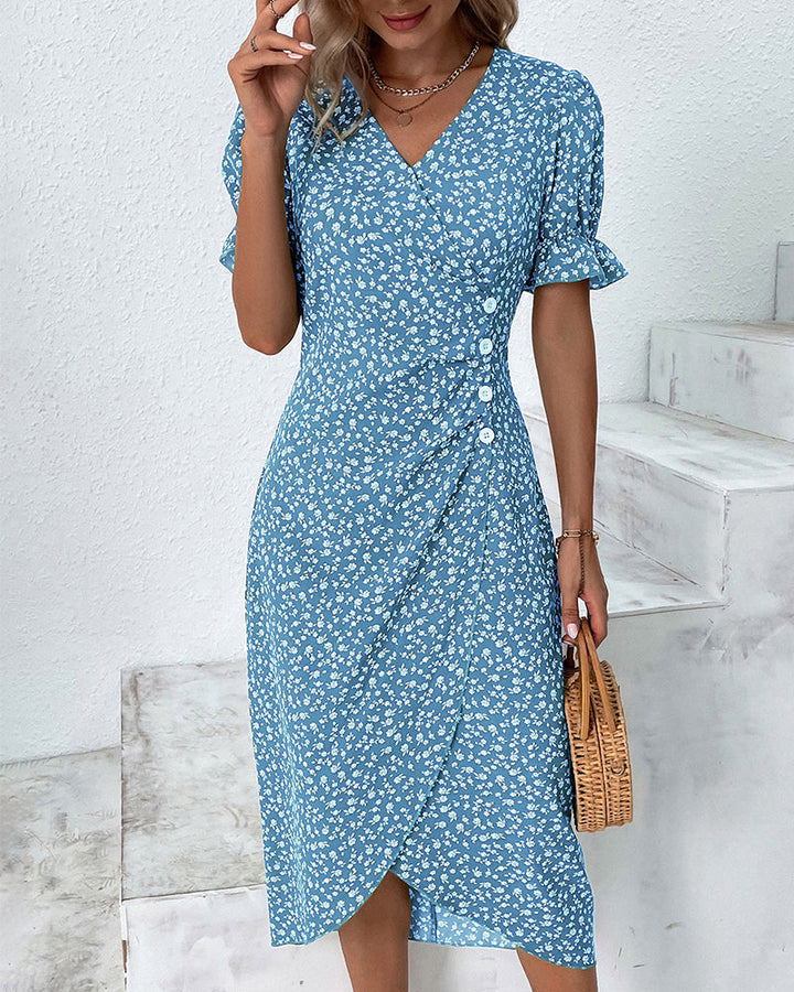 Giselle™ - Floral V-Ausschnitt Kleid