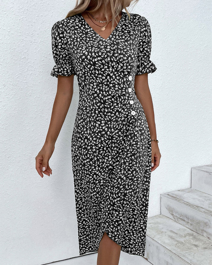 Giselle™ - Floral V-Ausschnitt Kleid