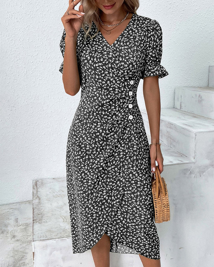 Giselle™ - Floral V-Ausschnitt Kleid