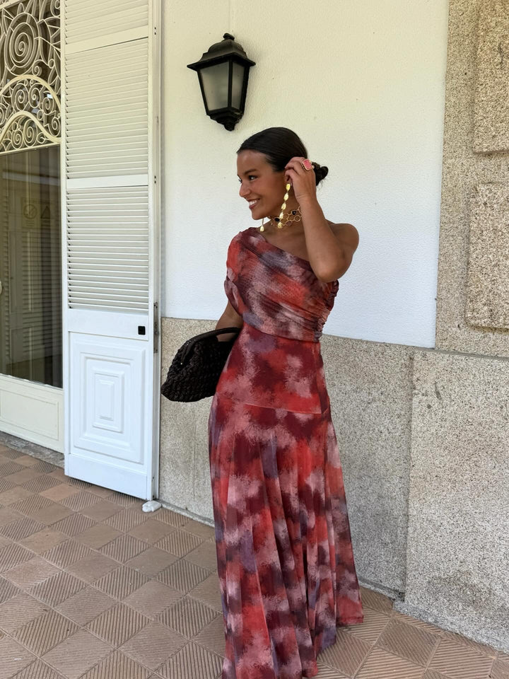 Damen One-Shoulder Maxikleid