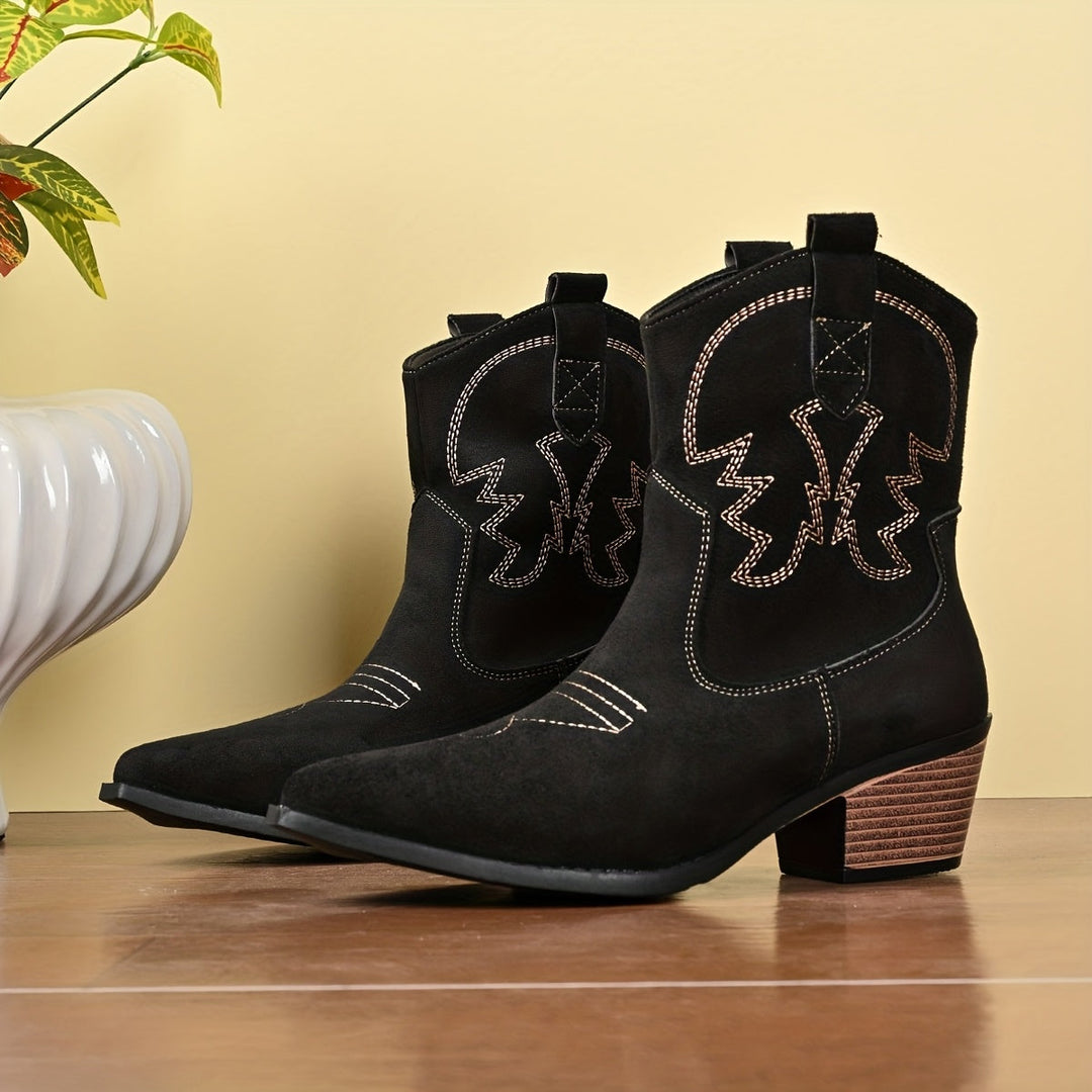 Fable | Botas de cowboy ocidentais para senhora, para gémeos largos, com bordados