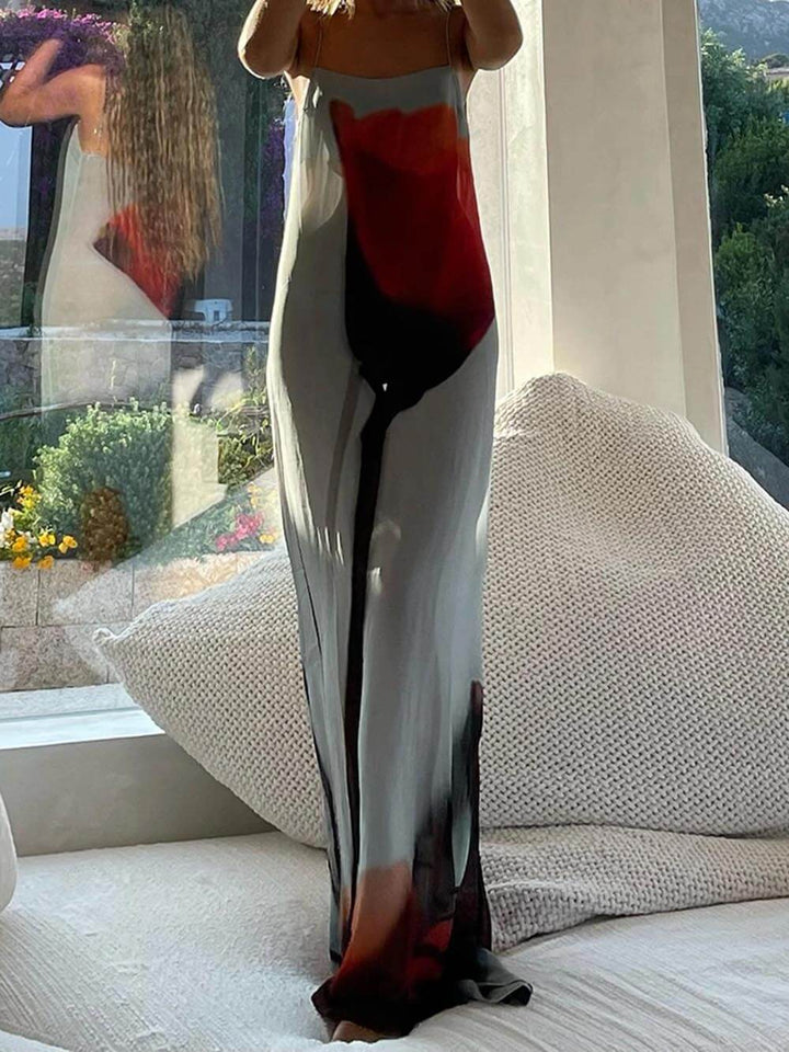Abstrakter Tulpen-Druck H-Linie Maxi-Kleid für den Urlaub