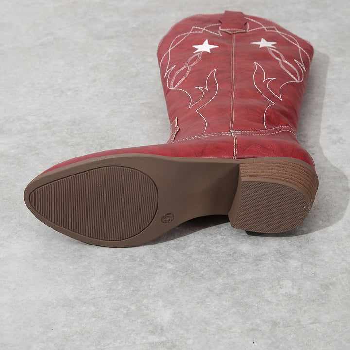 Eadith | Stivali western da donna da cowboy con gambale largo e ricamo a stella
