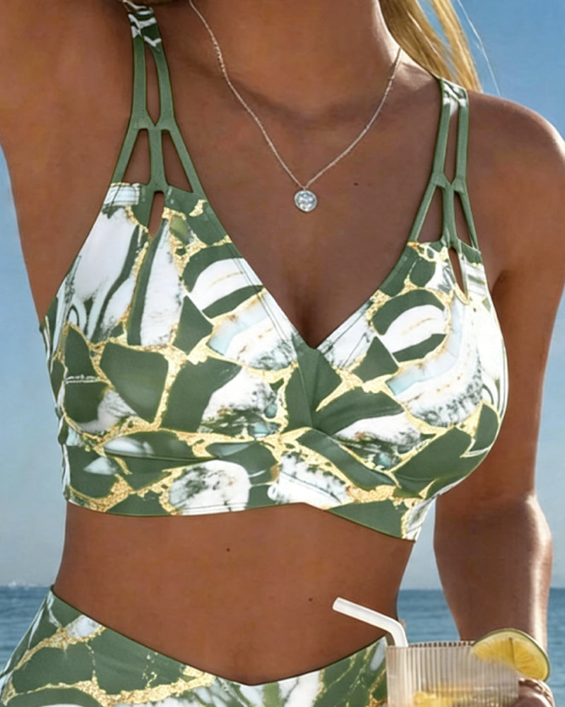 Luna | Damen V-Ausschnitt Träger-Bikini mit normaler Passform