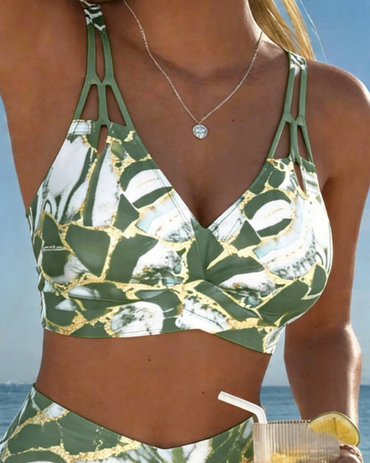Luna | Damen V-Ausschnitt Träger-Bikini mit normaler Passform