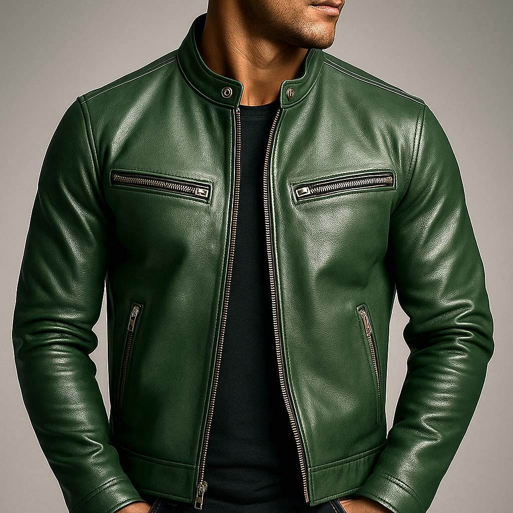 Herren Bikerjacke mit Reissverschluss und Taschen