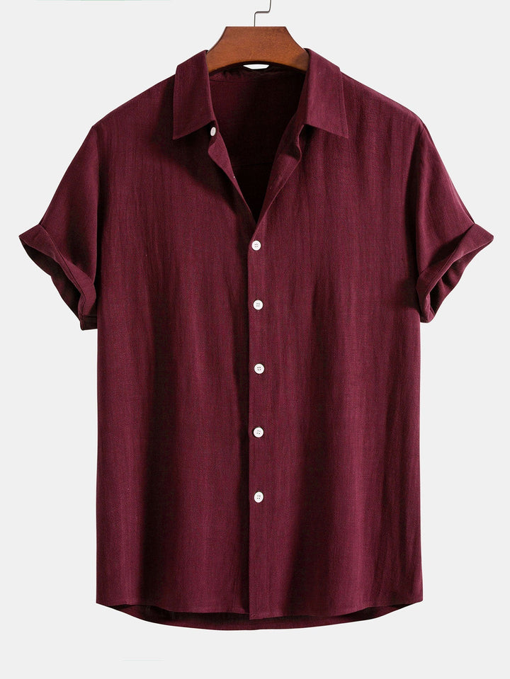 Button-Up Hemd und gerade geschnittene Hose aus Leinen-Rayon-Mischung