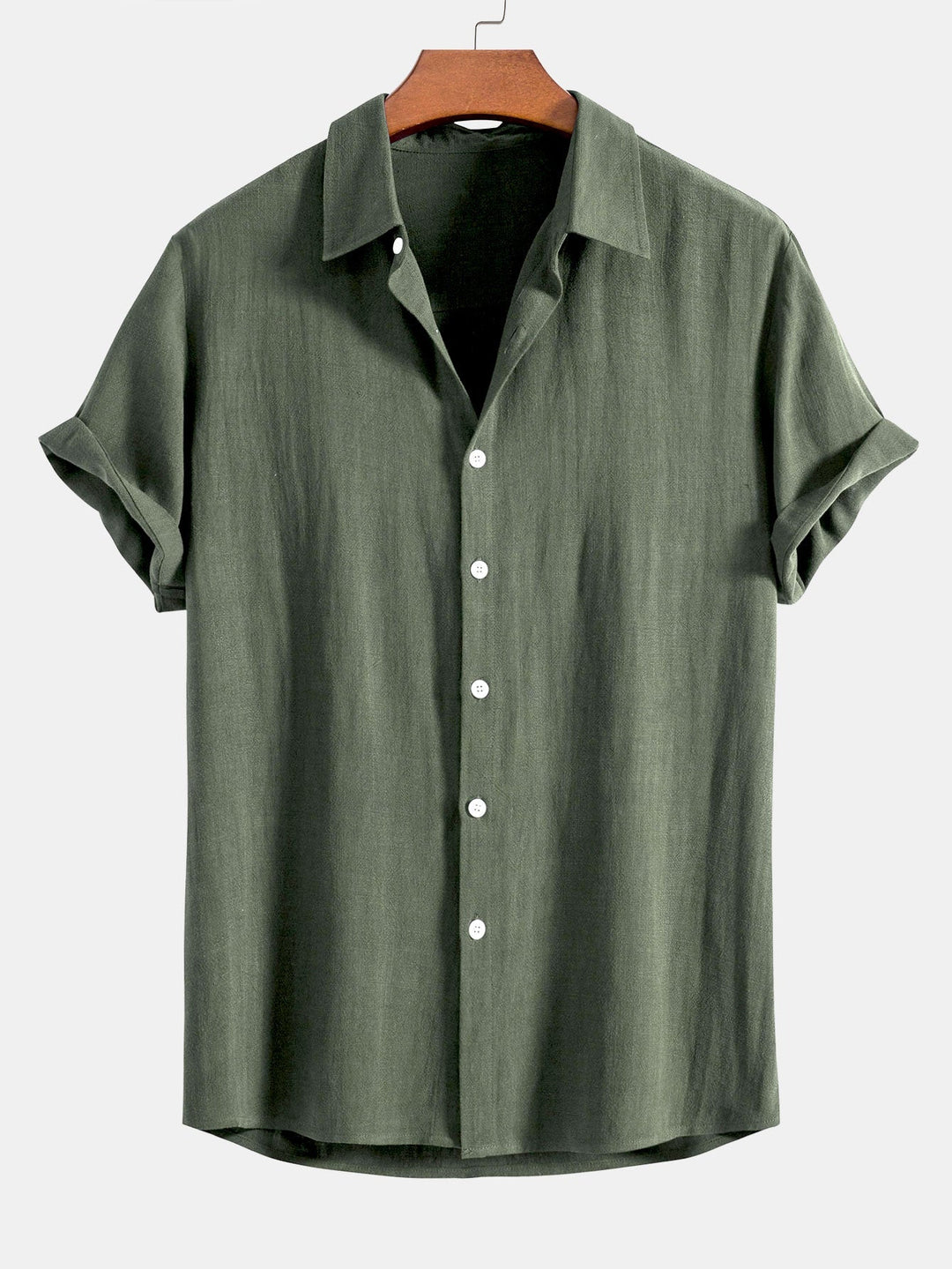 Button-Up Hemd und gerade geschnittene Hose aus Leinen-Rayon-Mischung