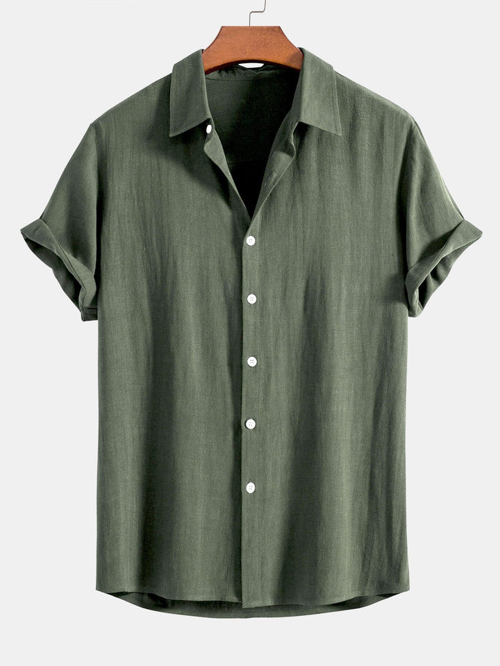 Button-Up Hemd und gerade geschnittene Hose aus Leinen-Rayon-Mischung