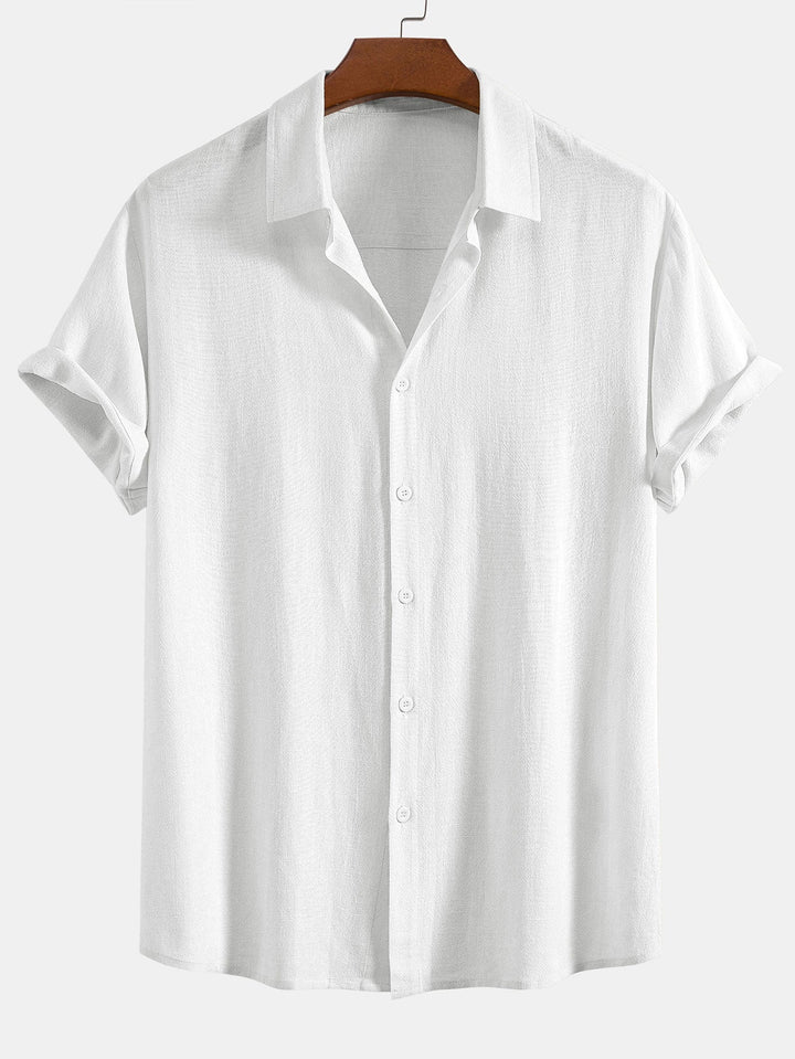 Button-Up Hemd und gerade geschnittene Hose aus Leinen-Rayon-Mischung