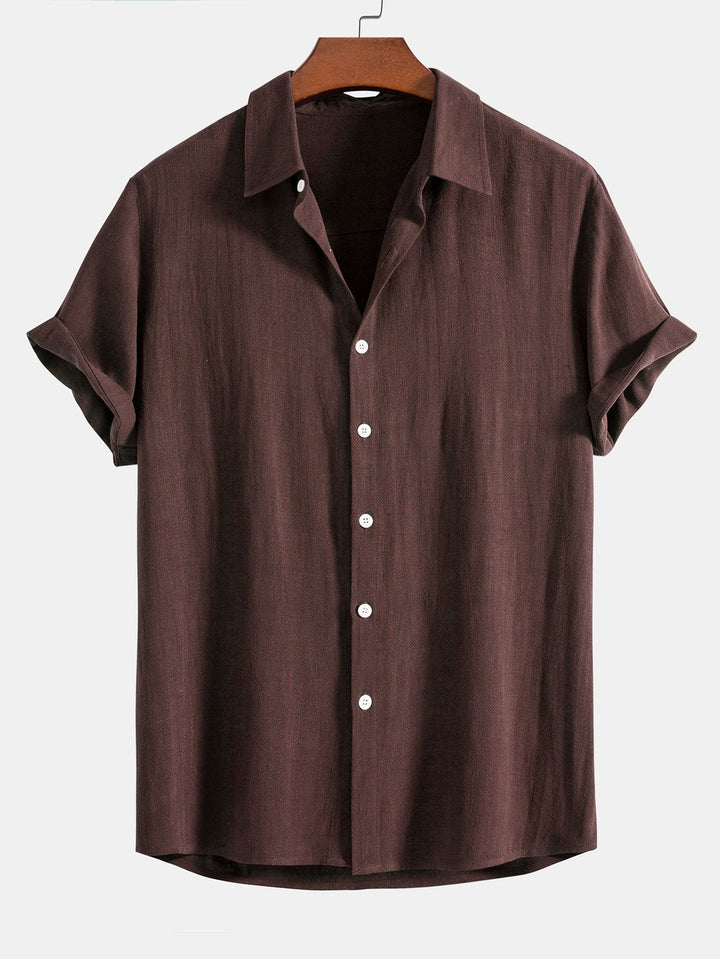 Button-Up Hemd und gerade geschnittene Hose aus Leinen-Rayon-Mischung