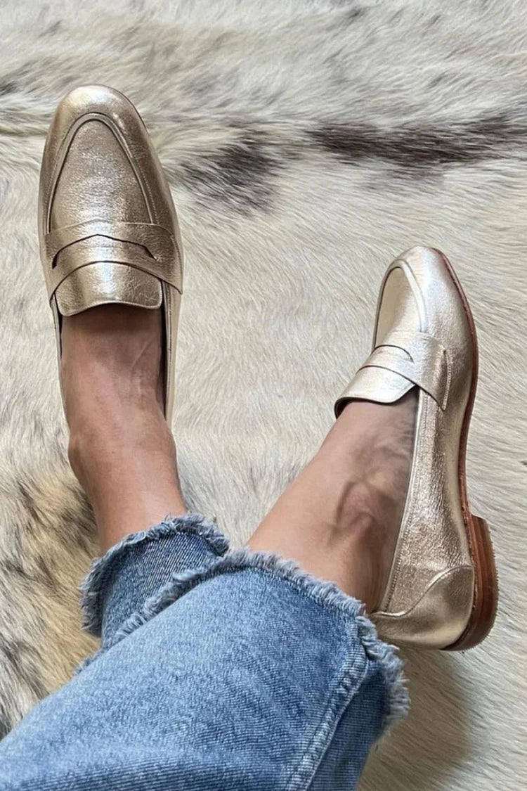 GLÄNZENDE LICHTGOLD LOAFER