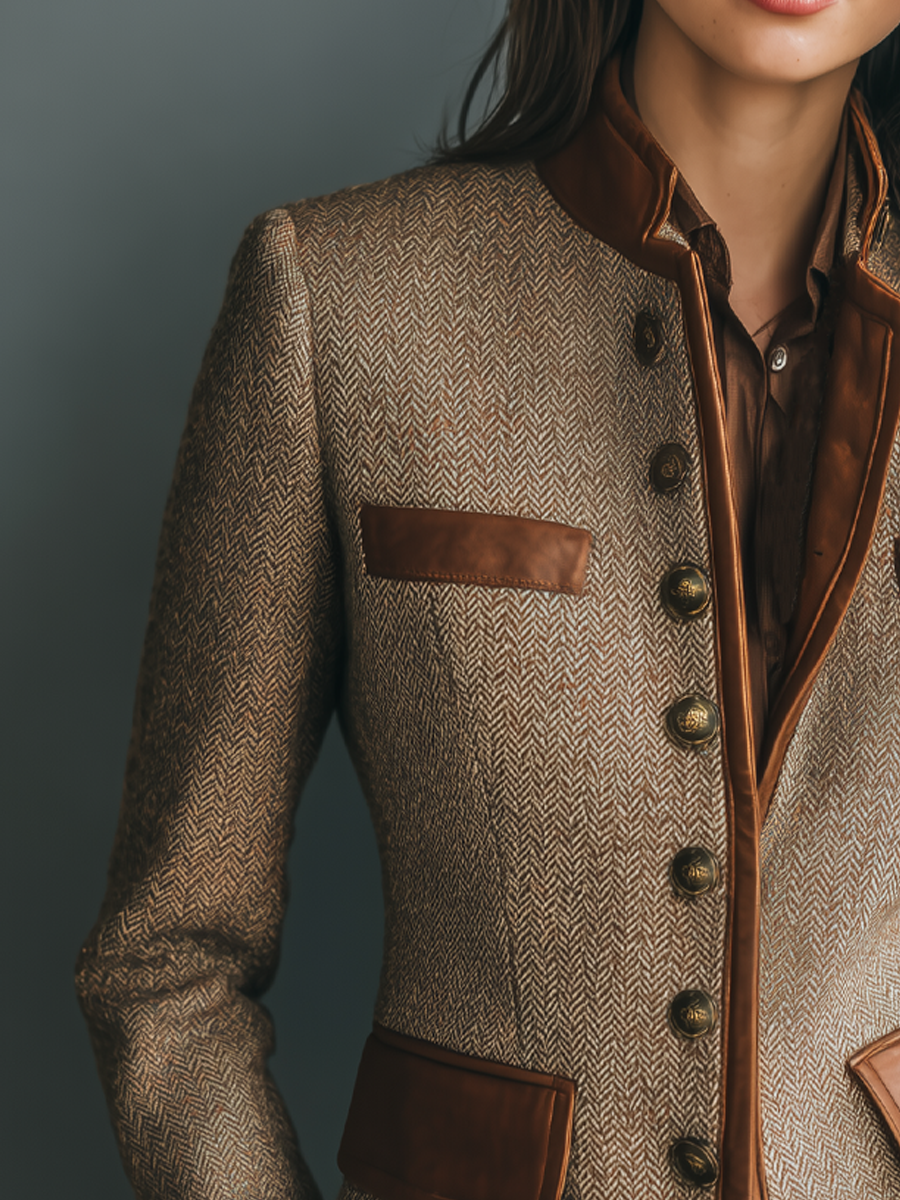 Verena™ - Vintage-Jacke mit Zierbesatz und Taschen