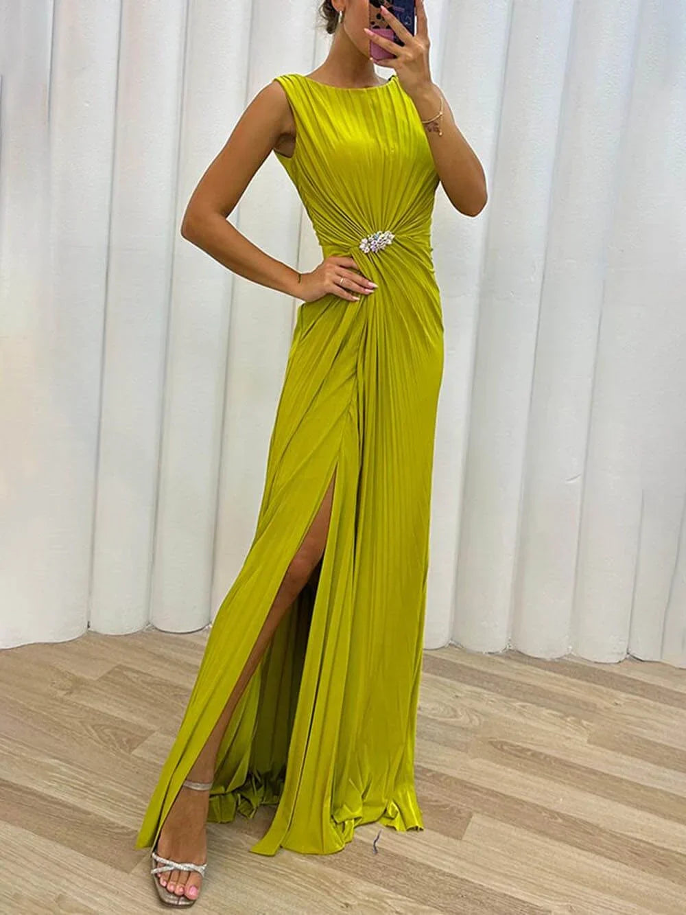 Serena | Falten Maxi Abendkleid
