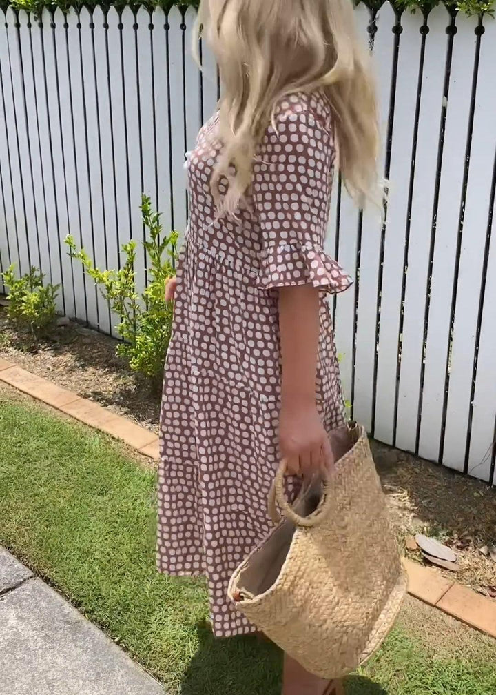Michelle™ - Kurzarm-Midi-Kleid