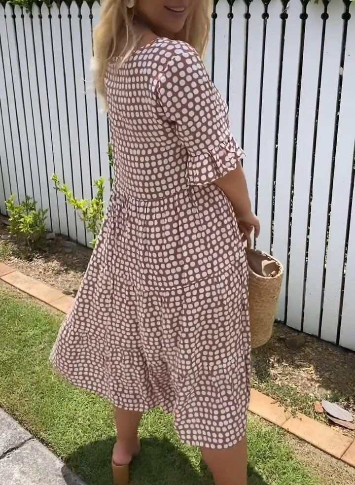 Michelle™ - Kurzarm-Midi-Kleid