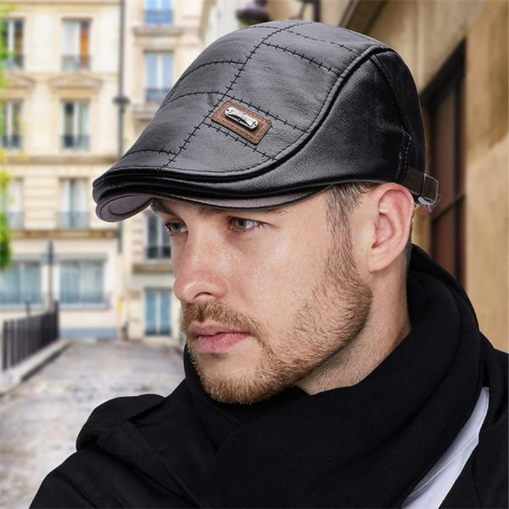 Retro Herren Lederbarett mit verstellbarem Band