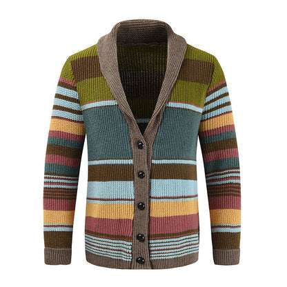 James | Herren gestreifter Cardigan mit Knöpfen