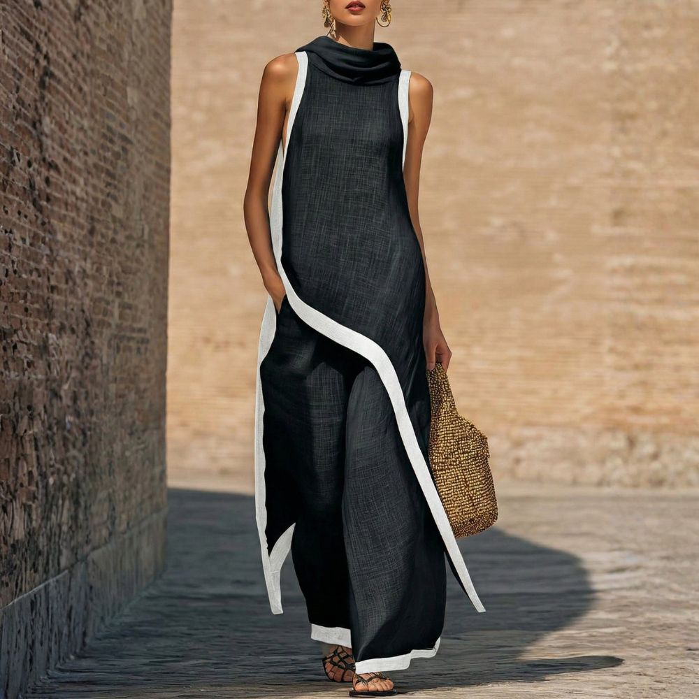 Leonora | Elegantes asymmetrisches Outfit für Damen mit weitem Hosenbein