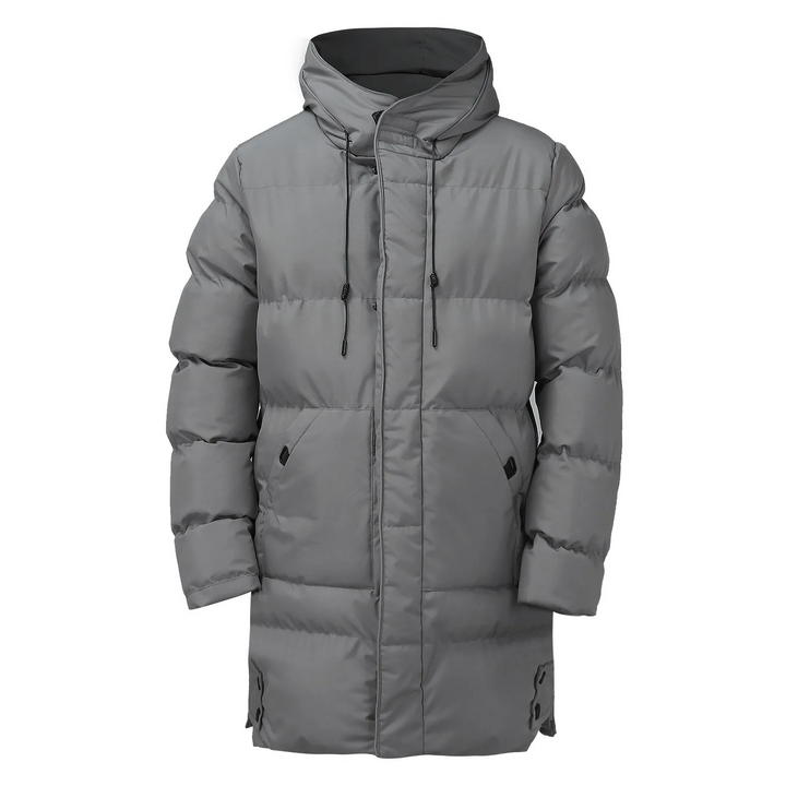 Tommaso - Langer Wintermantel Herren Mit Kapuze, Gefütterter Steppmantel