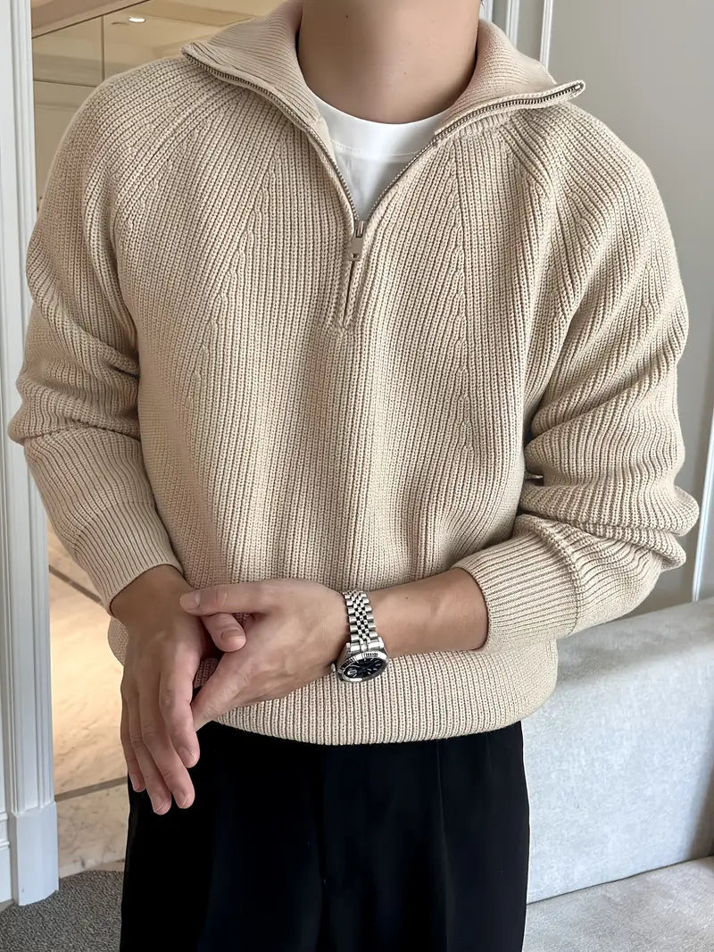 Brit & Boho™️ | Ethan Klassischer Strick-Zipper