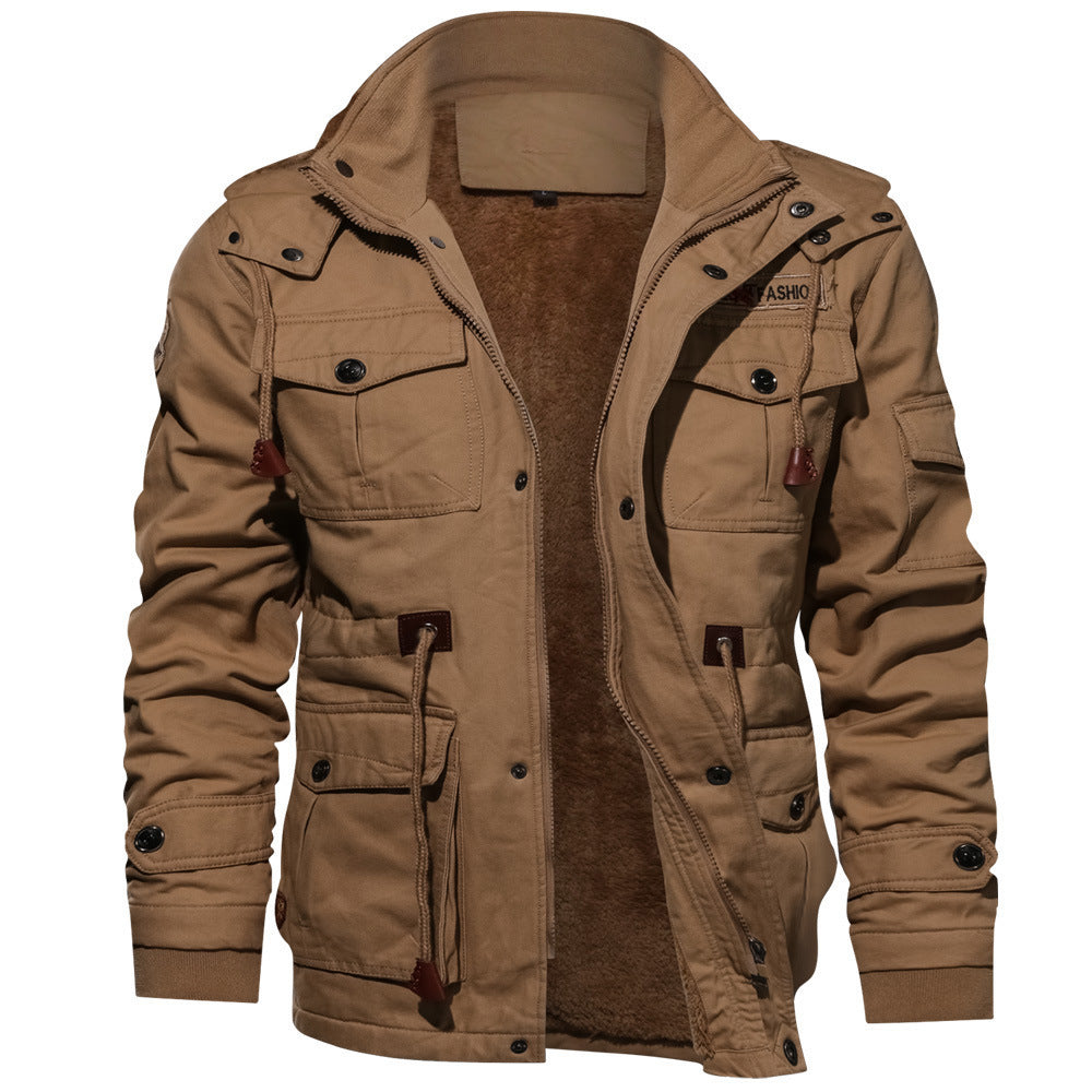 Herren gefütterte Utility-Feldjacke mit Kordelzug und Taschen