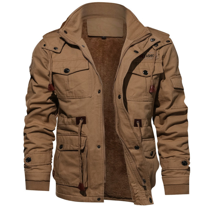 Herren gefütterte Utility-Feldjacke mit Kordelzug und Taschen