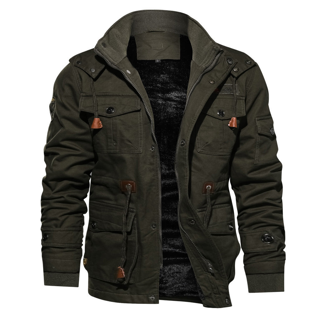 Herren gefütterte Utility-Feldjacke mit Kordelzug und Taschen