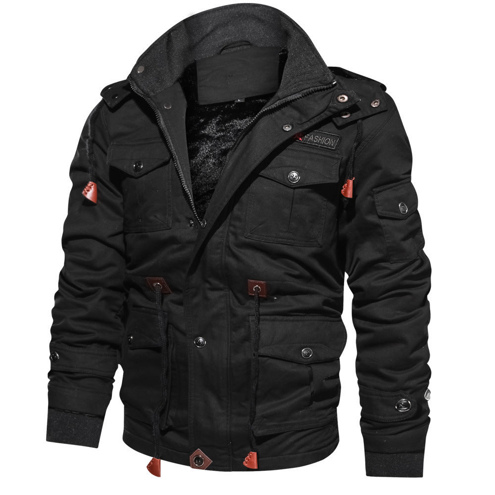 Herren gefütterte Utility-Feldjacke mit Kordelzug und Taschen
