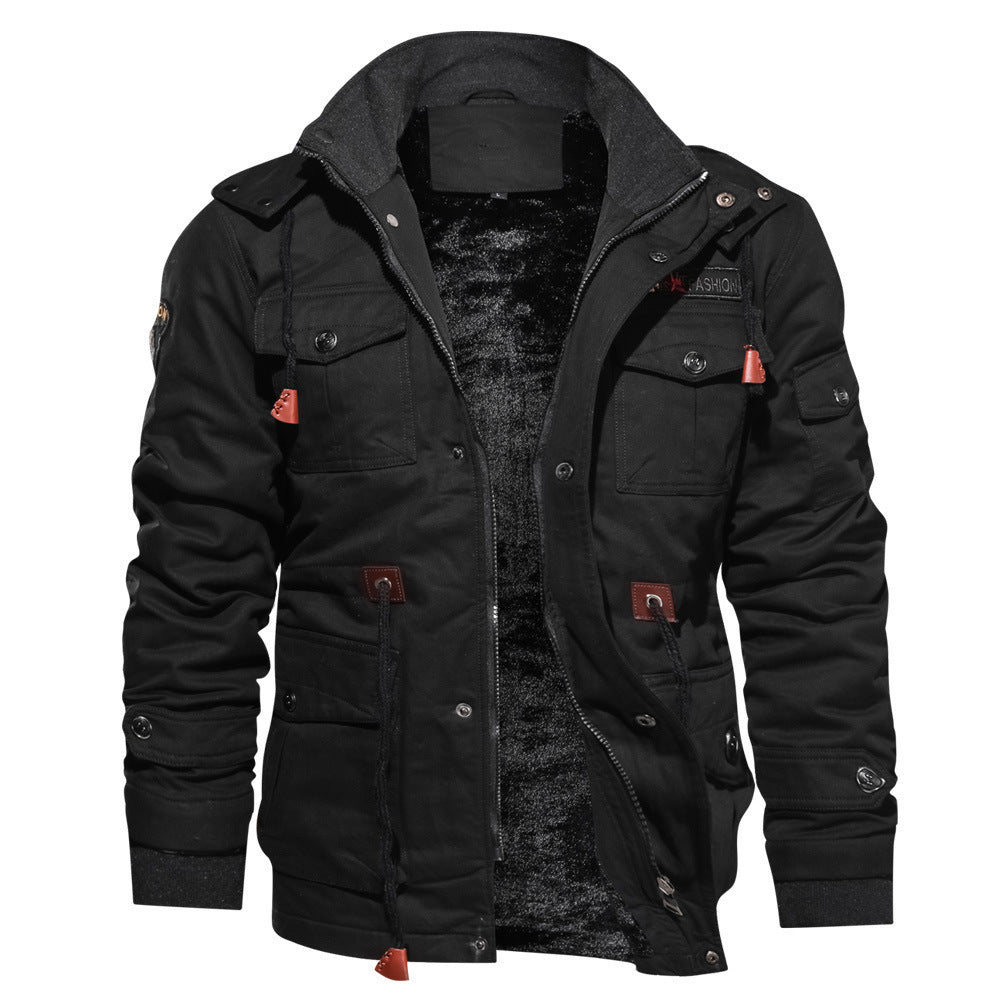 Herren gefütterte Utility-Feldjacke mit Kordelzug und Taschen