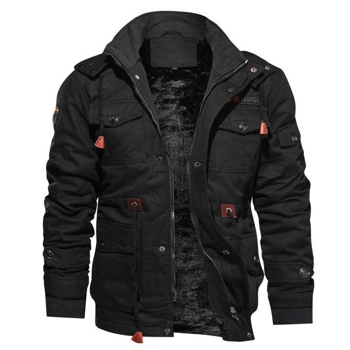 Herren gefütterte Utility-Feldjacke mit Kordelzug und Taschen