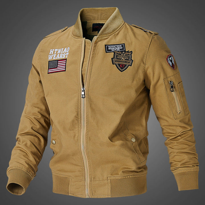 Herren urbane Bomberjacke mit Patch-Applikationen und Ärmeltasche