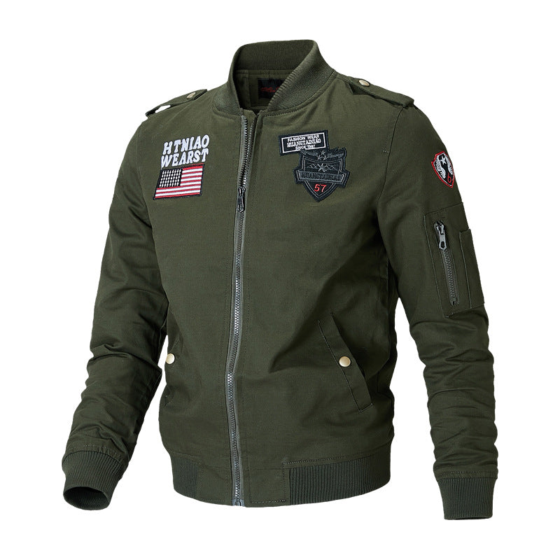 Herren urbane Bomberjacke mit Patch-Applikationen und Ärmeltasche