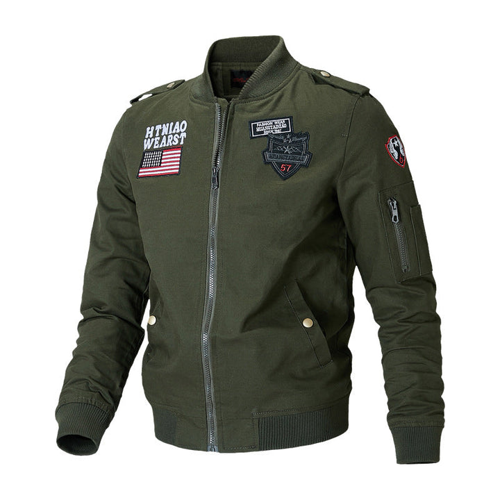 Herren urbane Bomberjacke mit Patch-Applikationen und Ärmeltasche