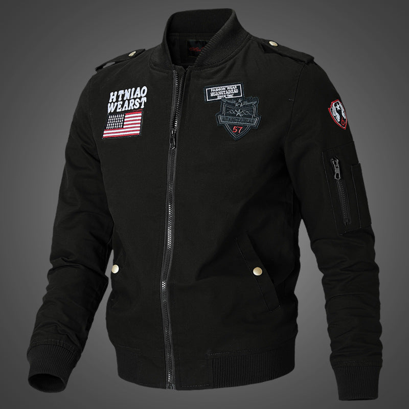 Herren urbane Bomberjacke mit Patch-Applikationen und Ärmeltasche