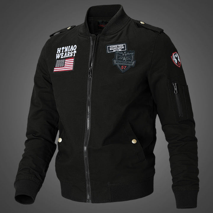 Herren urbane Bomberjacke mit Patch-Applikationen und Ärmeltasche