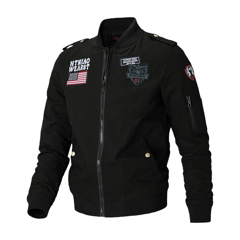 Herren urbane Bomberjacke mit Patch-Applikationen und Ärmeltasche
