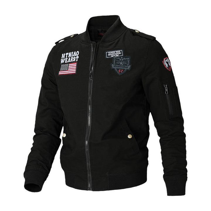 Herren urbane Bomberjacke mit Patch-Applikationen und Ärmeltasche