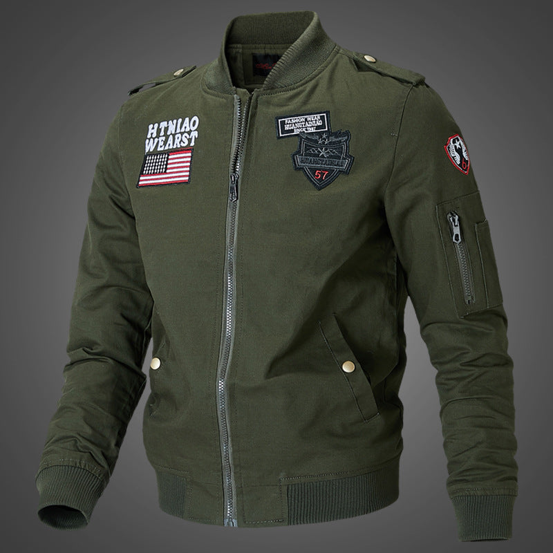 Herren urbane Bomberjacke mit Patch-Applikationen und Ärmeltasche
