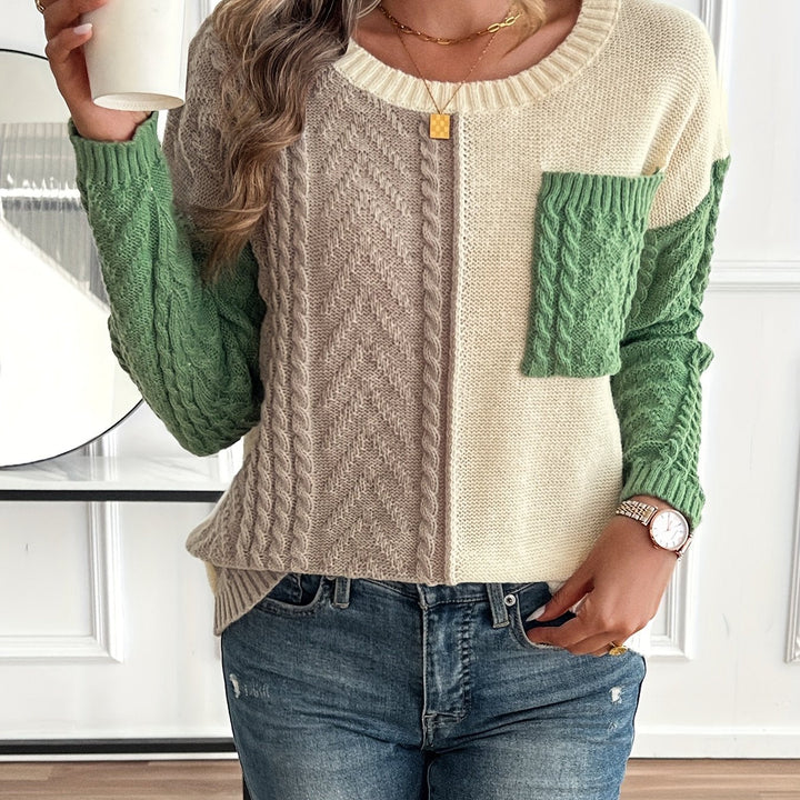 Delia | Pullover da donna con scollo rotondo e tasca