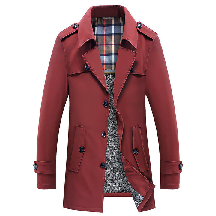 Men’s trench coat with quilted thermal lining and checked interior lining