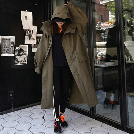 Parka extragrande para mujer con capucha extragrande y cordón ajustable en la cintura