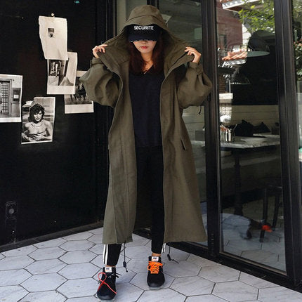 Parka extragrande para mujer con capucha extragrande y cordón ajustable en la cintura