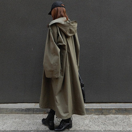 Parka extragrande para mujer con capucha extragrande y cordón ajustable en la cintura