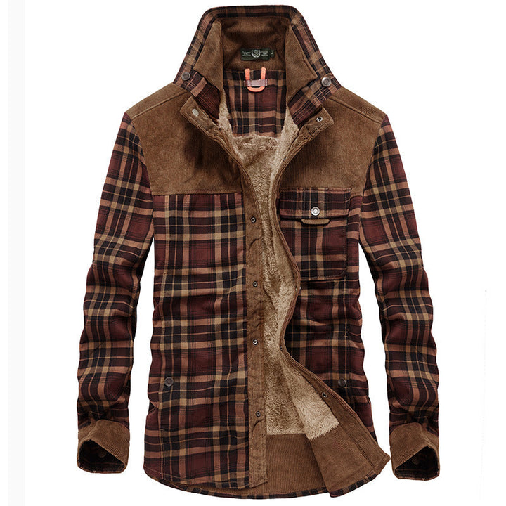 Giacca-camicia da uomo a quadri con tasche