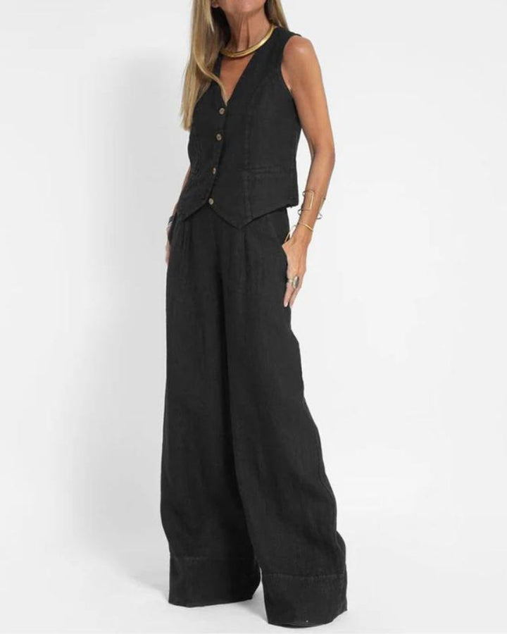 Millie™ - Schickes ärmelloses Vest & Weitbeinige Hose Set